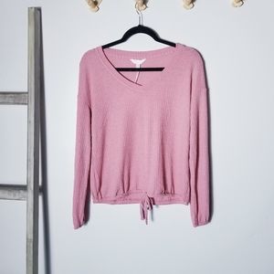 NWT LC LAUREN CONRAD MAUVE PINK SPARKLY WAFFLE TOP SIZE SMALL